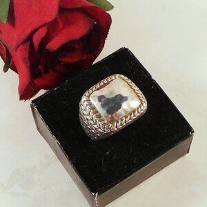 Retired SILPADA Sterling Silver Ring Square Dome Ring Hammered Top Size 7